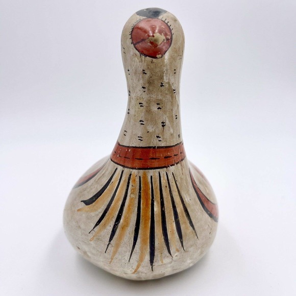 Tonala Hand Painted Bird Figurine Ceramic Mexican Pottery Art Glazed VTG Dove - Picture 2 of 8